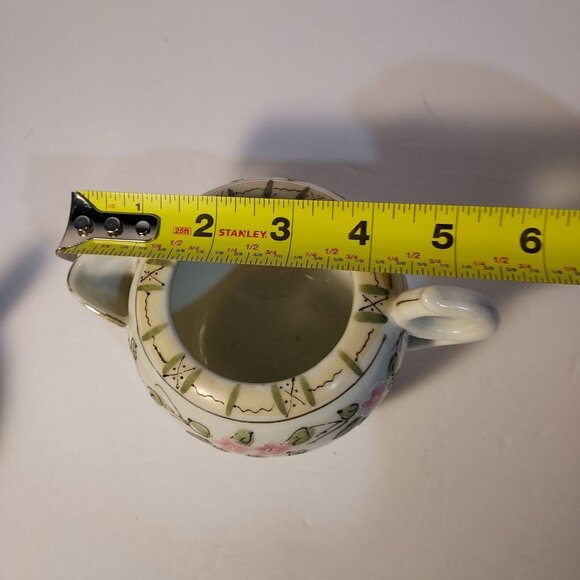 Hand Painted Japanese Porcelain Sugar Bowl & Matching Creamer Set Vintage - Picture 7 of 11